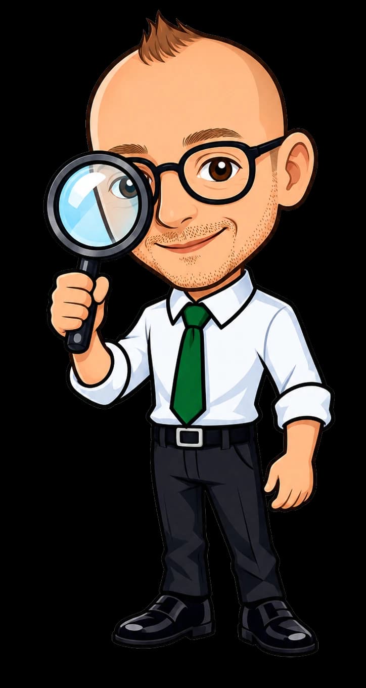 Personnage à la loupe inspectant un devis solaire